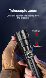 New Super Flashlights Torches Ultra Powerful Flashlight USB Recharge Flash Light 12000MAh LED Flashlight Zoom Tactical Lantern