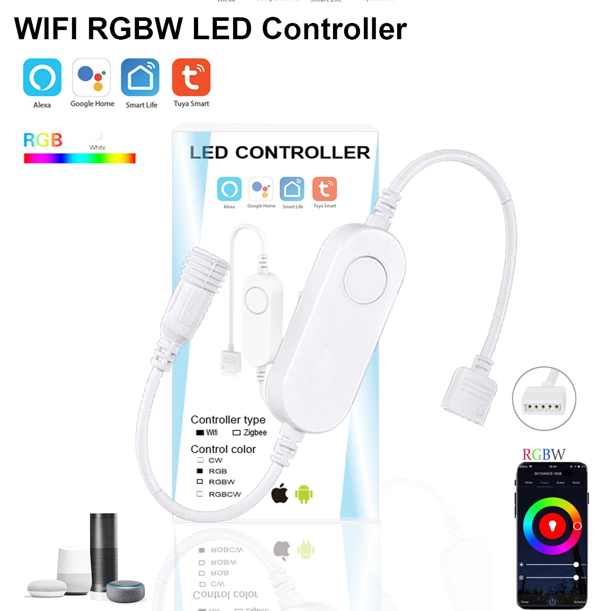 Smart Life APP 5-24V -DW/CCT/RGB/RGBW led Light Strip Wireless Remote Controller Smart Home work with Alexa Google Home