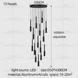 Cylindrical Pendant Light Long Line Attic Chandelier - Modern LED Villa Spotlight