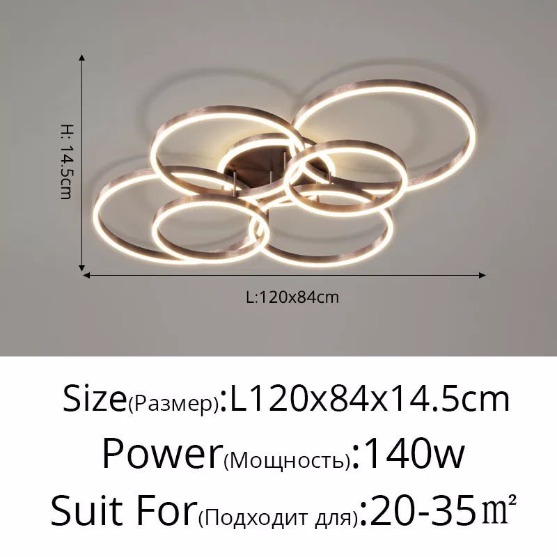 New Modern LED Chandelier Lighting For Living Study Bedroom Lamps Indoor Lighting Round Rings Foyer Luster Chandeliers Luminaire