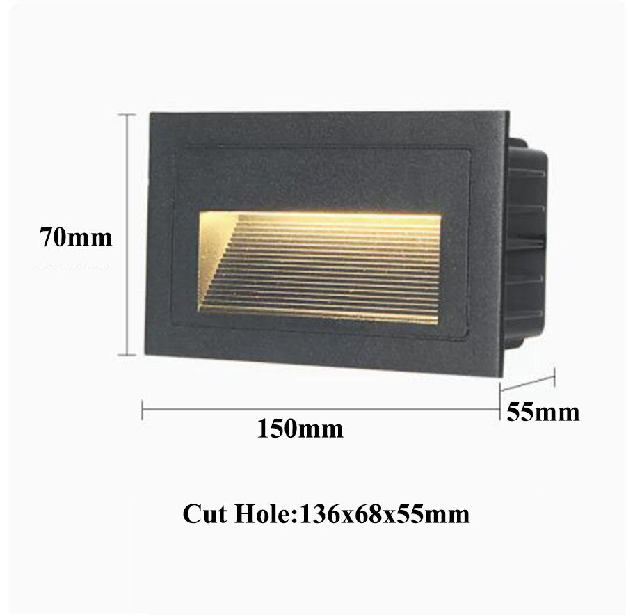 IP65 Outdoor Wall Sconce Lamp Waterproof LED Step Light Outdoor Recessed Stair Light Garden corridor LED Footlight