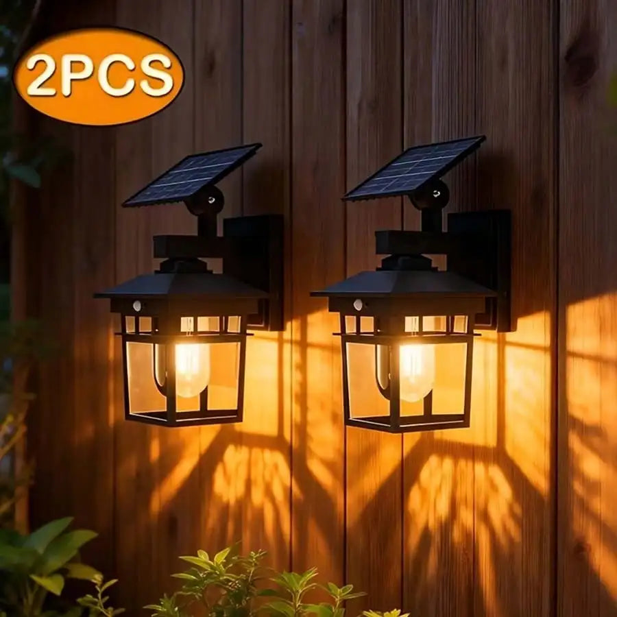Retro Solar Outdoor Light Fixture (1/2-Pack) - IP65 Waterproof LED Lamp with Light Sensor for Garden, Camping & Porch Decor