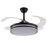 Modern Black LED Ceiling Fan Light with Remote Control 4 Clear Blades for Bedroom Living Room