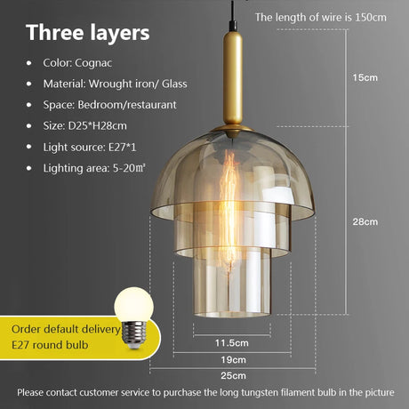 Modern LED Restaurant Glass Pendant Lamp Vintage Art Champagne Glass Living Room Aisle Bar Decors Hanging Light Fixtures
