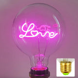 LOVE G125 220V 4W Dimmable Pink Red Yellow Edison Bulb Neon Letter Light Transparent Desk Light Ambient Light
