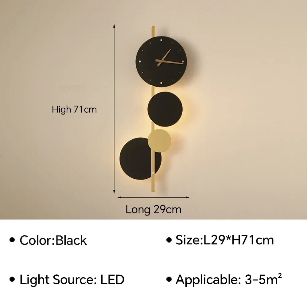 Modern LED Wall Lamp Clock Sconce for Bedroom Bedside Living Dining Room Aisle Porch Corridor Home Decors Lighting Fixture Luster
