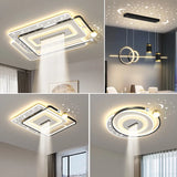 Modern LED Ceiling Light with Adjustable Spotlights - Dimmable Smart Fandelier Chandelier with Remote Control for Living Room