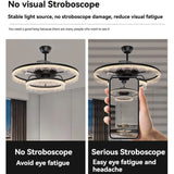 Modern Black Ceiling Fan with LED Light - Round Electric Ceiling Fan Lamp Fixture for Living Room, Bedroom & Dining Room