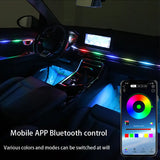 Car's atmosphere with 18 acrylic strips in 64 Colors , controlled by a Bluetooth app.