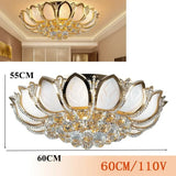 23.5" Flower Shaped Crystal Chandelier, E12 110V Gold Crystal Ceiling Lamp Modern Chandelier Hanging Lamp Flush Mount NEW