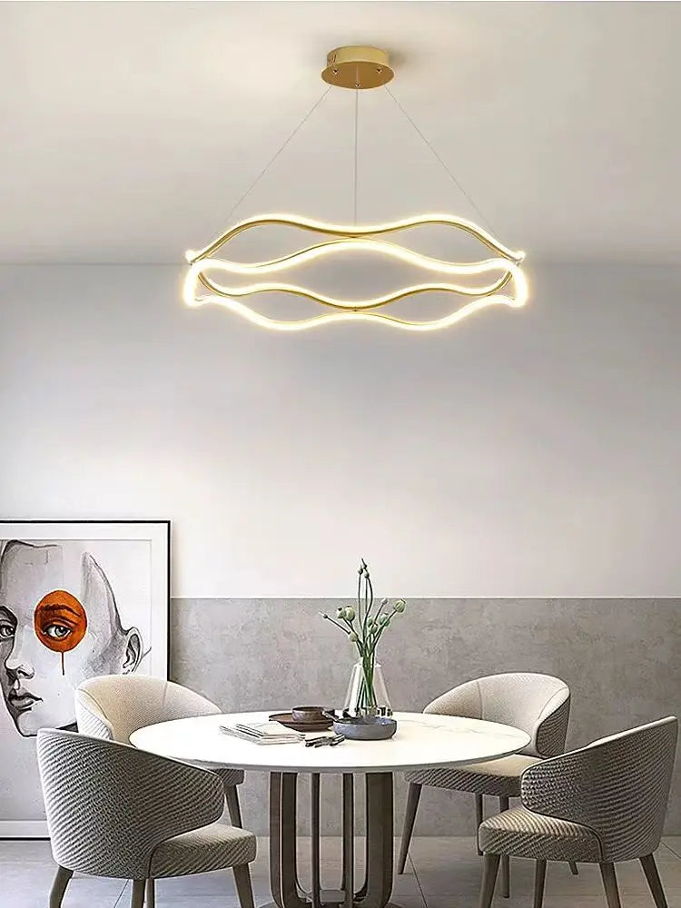 Modern LED Pendant Light Luxury Ring Chandelier for Bedroom Living Dining Room Indoor Hanging Lamp Home Decor Lighting Fixture