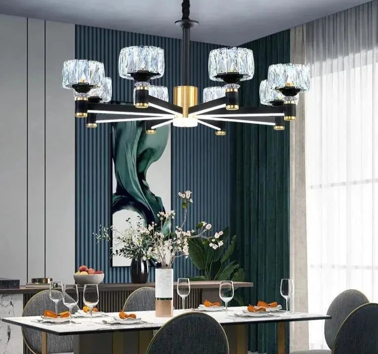 Modern Crystal Glass Ceiling Chandelier LED Pendant Lights Home Decorative for Living Room Bedroom Kitchen Dining Room Indoor