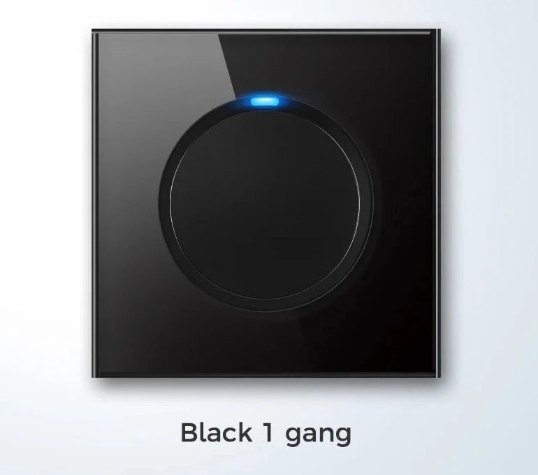  Universal Round Tempered Glass Home Wall Switch Panel LED Indicator Black/Grey/Gold/White 250V 86mm*86mm Wall Light Switch