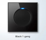  Universal Round Tempered Glass Home Wall Switch Panel LED Indicator Black/Grey/Gold/White 250V 86mm*86mm Wall Light Switch