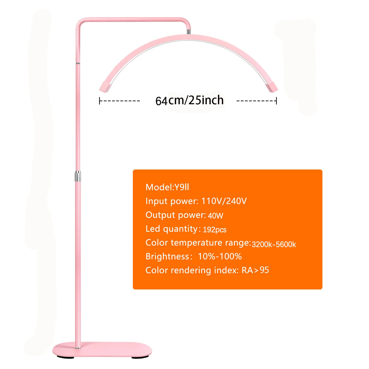 40W Dimmable Bi-color Temperature LED Half Moon Lash Light Floor LED Ring Lamp Beauty Facials Skincare Tattoo Eyebrows