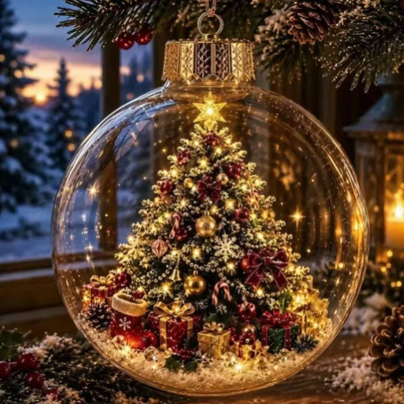 1-5pcs Christmas Tree Ornament Clear Xmas Ball Transparent Hanging Pendant Creative Sports for Holiday Party Home Gift