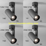 Free rotation adjustable focus 10 ° -55 ° track light dimmable surface mounted ceiling spotlight