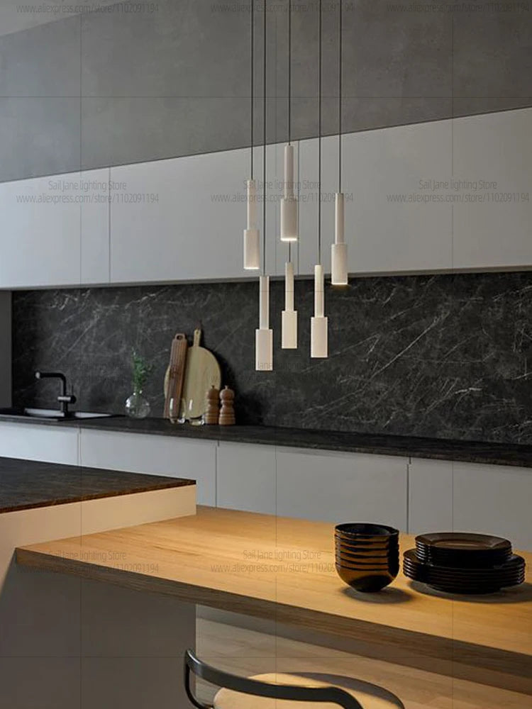 Cylindrical Pendant Light Long Line Attic Chandelier - Modern LED Villa Spotlight