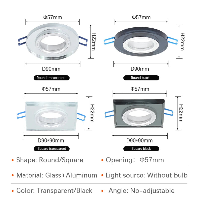 4Stks/Crystal Led Armaturen Halogen Spots GU10 MR16 Frame Verzon kin Led Fittings Montage Armatur
