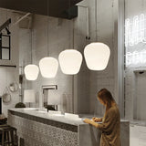 Modern Milky White Glass Whorls Cocoon Pendant Light For Kitchen Dining Table Study Room Acrylic House Decor Hanging Lamp