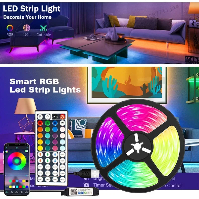 LED Strip Lights Navidad Game Room Decor Led 10m 20m RGB 5050 Bluetooth Usb Tv LED Strip Neon LED Lights Christma Decoration