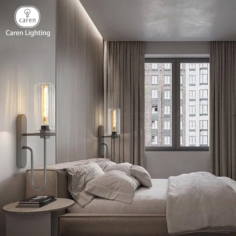 Caren Lighting Luxury wall sconces Shadow Modern nordic wall lamp e27 glass filement Edison hotel bedroom decorative interior
