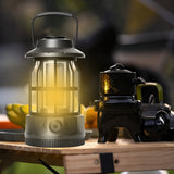 Portable Retro Camping Lantern Emergency COB Camping Light Waterproof Lightweight Tent Lamp with Hook for Outdoor Hiking BBQ