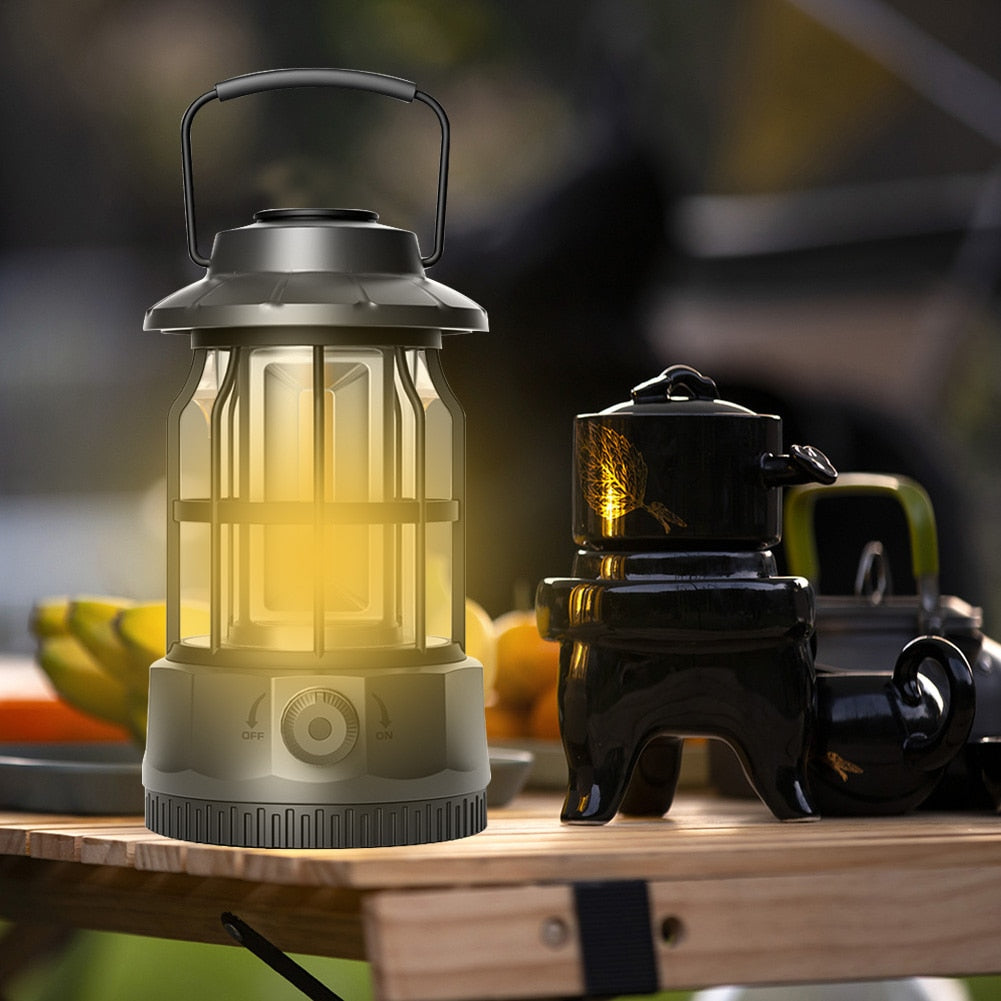 Portable Retro Camping Lantern Emergency COB Camping Light Waterproof Lightweight Tent Lamp with Hook for Outdoor Hiking BBQ