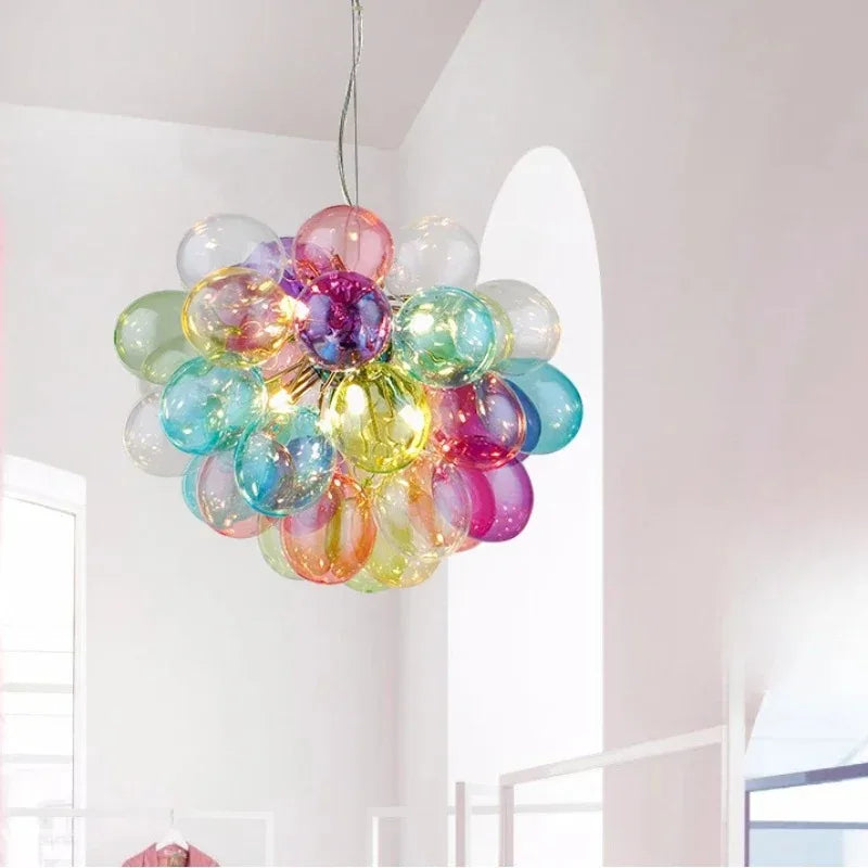 Modern Colorful Glass Ball Chandeliers For Living Bedroom Pendant Lamp Lustres Para Sala De Jantar Hanging