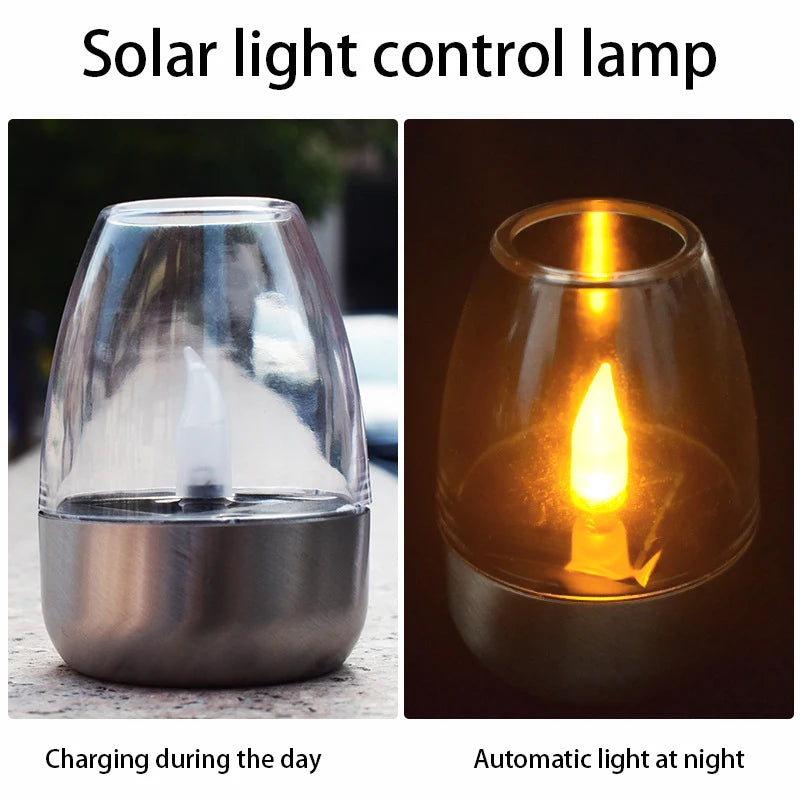 Solar lights outdoor patio LED stainless steel candle lights lawn deck decorative night lights ambient lights