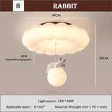 Children's Room Cloud Ceiling Lights LED Panda Hanging Ball Light French Cream Style Baby Room Boy Girl Bedroom Ceiling Lamps