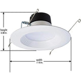 6 inch Recessed LED Can Light – Retrofit Ceiling & Shower Downlight – 3000K - Baffle White Trim - 6 Pack