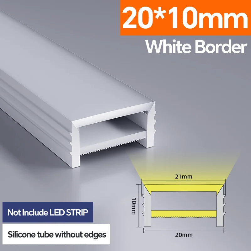 Light Strip Silicone Tube LED Diffuser Flexible Black and White Lampshade with Edge Contour Light Mask Plate Cover