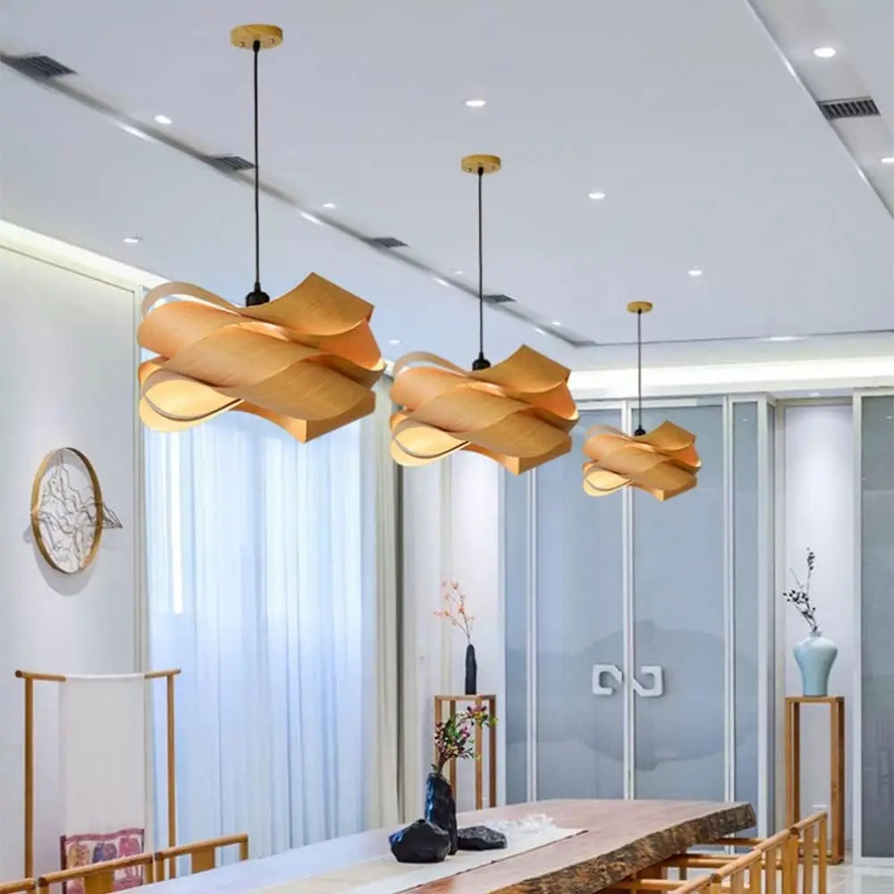 Modern Simple Wooden Chandelier Europe America Simple Creative Bedroom Restaurant E27/E26 Chandelier Wood Decor Ceiling Lamp