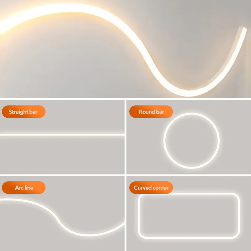 Light Strip Silicone Tube LED Diffuser Flexible Black and White Lampshade with Edge Contour Light Mask Plate Cover