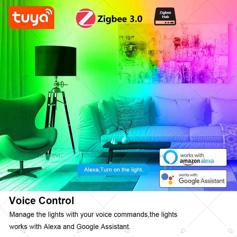 Tuya Zigbee Smart Led Bulb E27 B22 Lamps 18W RGBCW Works With Amazon Alexa Google Home Smart Life APP Voice Control 110V 220V