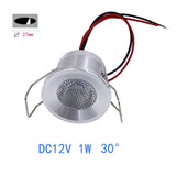 Mini 12V 1W Embedded LED Downlight Ceiling Spotlight - Small Built-in Recessed Cabinet & Bathroom Light (Silver, White, Black Shell)