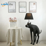 Designer Modern Black Resin Dog Floor Lamps Fabric Lampshade LED E27 Standing Light Living Room Restaurant Bedroom Kitchen Cafe