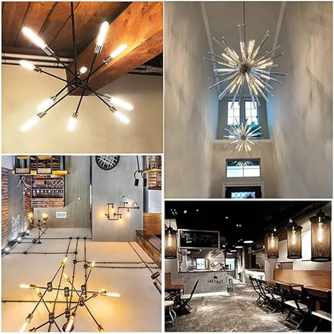 Vintage Tubular LED Filament Light Bulb - T10 T30 Long Tube 4W 6W 8W Edison Lamp