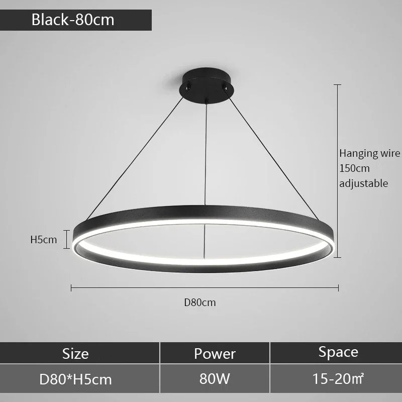 Modern Minimalism Round Ring Led Chandeliers Lighting Living Room Office Lustre Pendant Lights Home Decor Bedroom Hanging Lamps