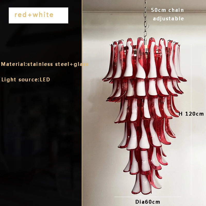 Pink White Large Ceiling Pendant Light Home-appliance High Ceiling Glass Hanging Lamp Lustres Foyer Lighting Extremely Expensive