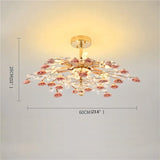 Flower Chandelier Lights Modern Ceramics Pink Flowers LED for Home Decor Dining Room Living Room Bedroom Ceiling Lamps