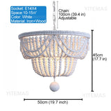 Vintage Black Pendant Chandelier Wood Beaded Antique Lighting Foyer Dining Nordic Chandelier Bedroom Pendant Kitchen Lamps