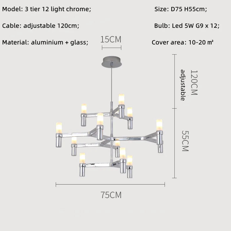 Modern Luxury Foyer G9 Led Chandelier Lustre Metal Pendant Chandelier Lighting Stairs Hanging Lamp Deco Led Indoor Light Fixture