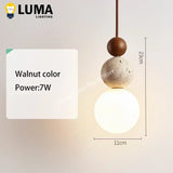 Yellow Travertine Pendant Light - Modern Cream Style Stone & Wood Hanging Lamp