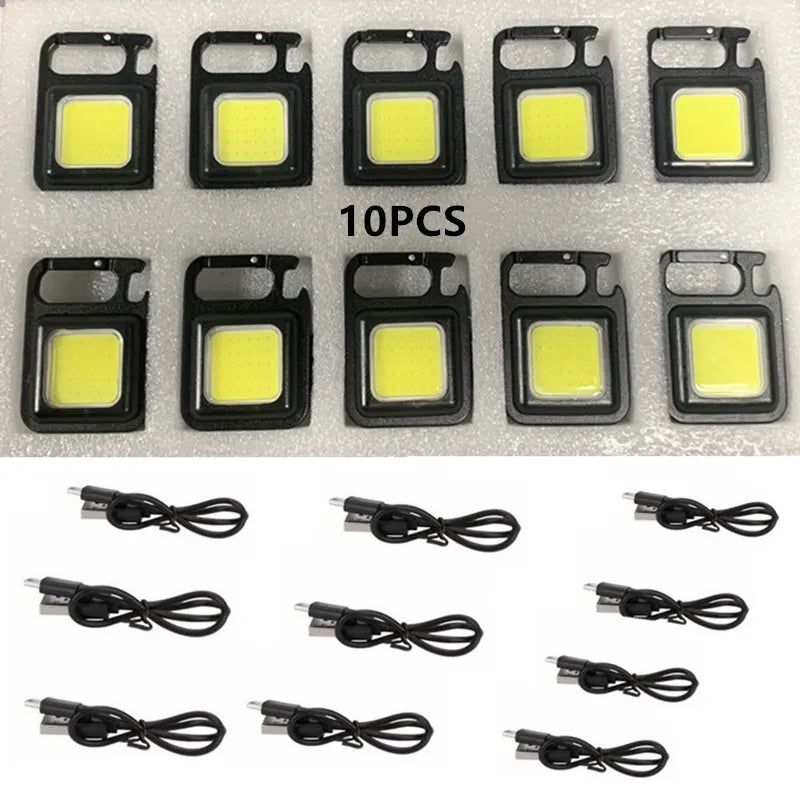 Mini LED 500mah Cold White Work Light Portable Pocket Flashlight Keychains USB Rechargeable For Outdoor Camping Small Corkscrew