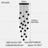 Orb Chandelier Interior Lighting Decorative Lamps Black Circular Penthouse Designer Living Room Pendant Stairwell Chandelier
