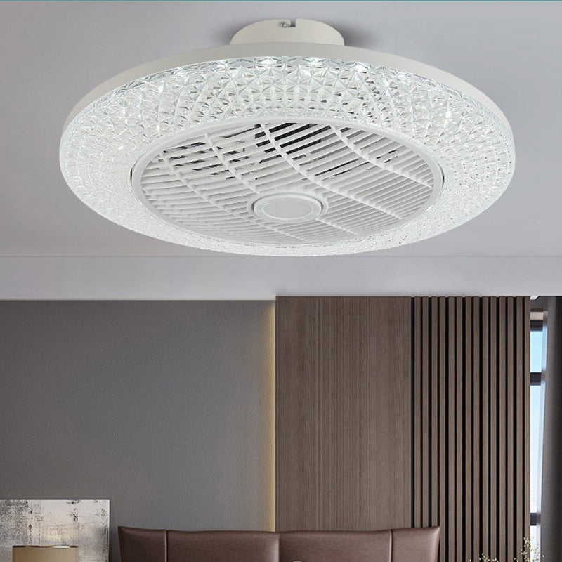 Morden LED Invisible Ceiling Fan Lamp With Remote Control Dining Room Bedroom Heating Fan Lamp Bluetooth music Light Lustre Deco