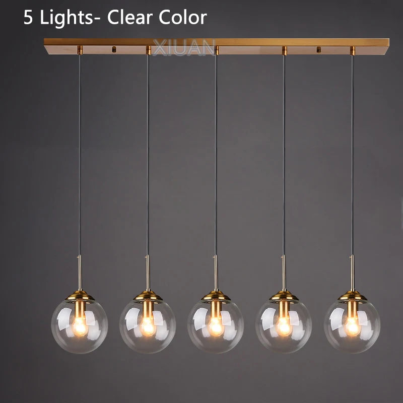 Amber Smoke Gray Clear Glass Pendant Lamp LED Hanging Light for Dining Room Table Kicthen Island Bedroom Bedside Lighting