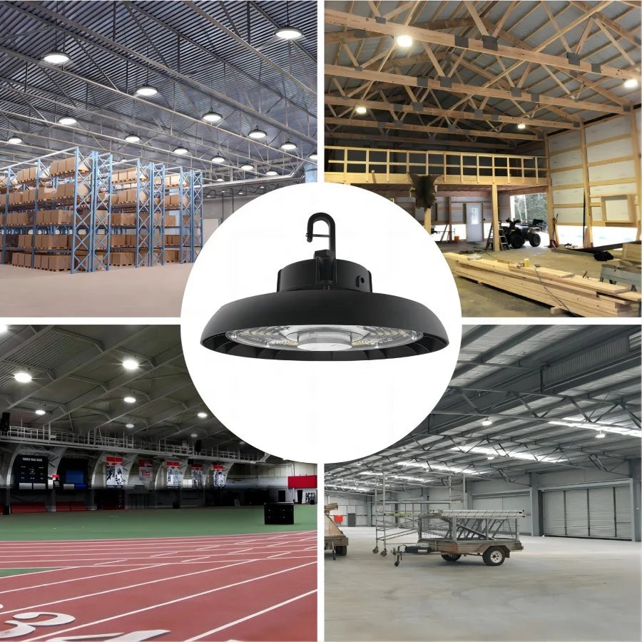 8-in-1 Power and CCT Switchable Economic 150lm/w Black LED Industrial High Bay Lighting for 5 years warranty